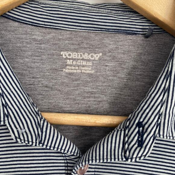 Toad&Co Polo Men’s Medium Gray & Black Striped Outdoor Active NormCore - Picture 3 of 7